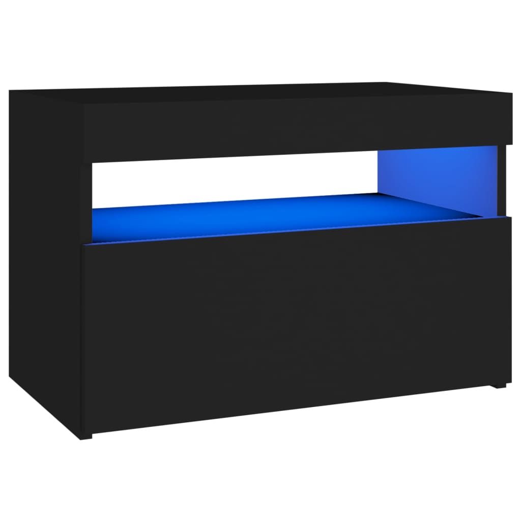 Tv-Benk Med Led-Lys Svart 60X35X40 Cm