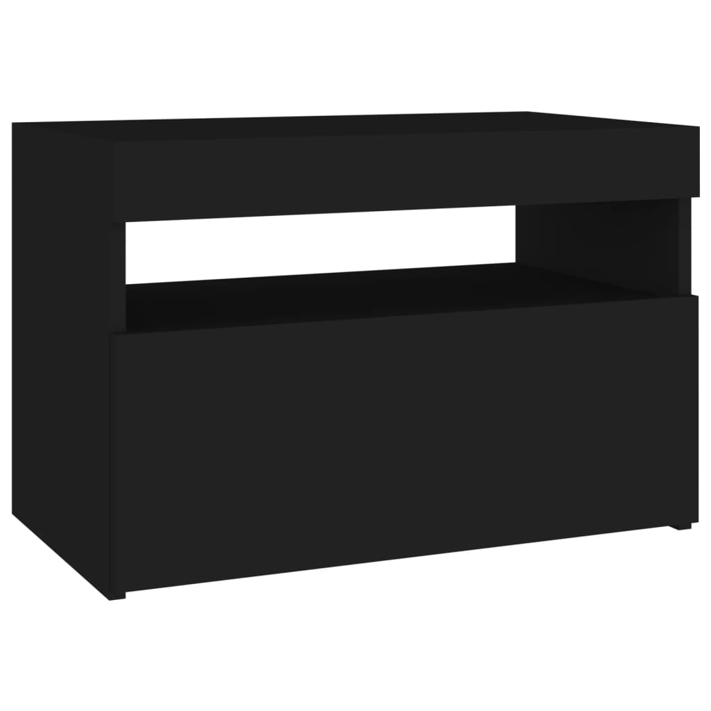Tv-Benk Med Led-Lys Svart 60X35X40 Cm