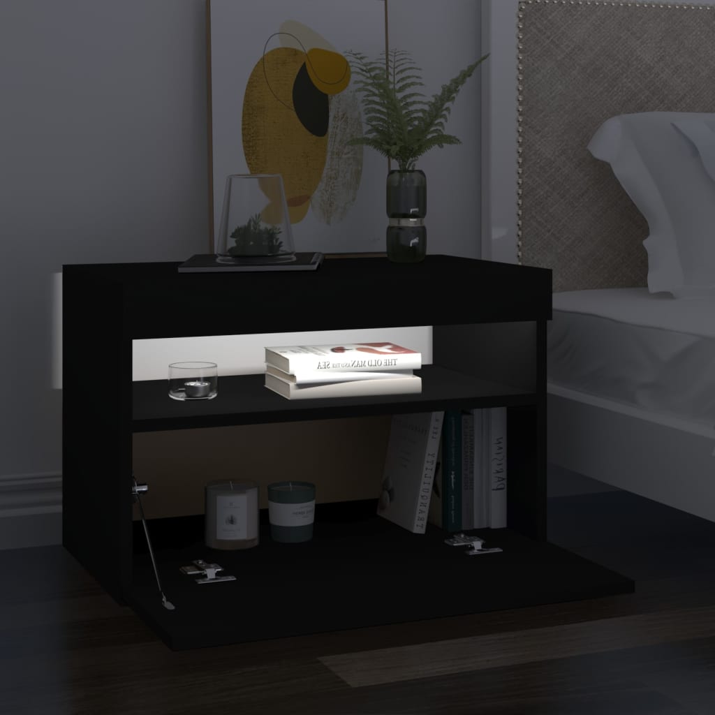 Tv-Benk Med Led-Lys Svart 60X35X40 Cm