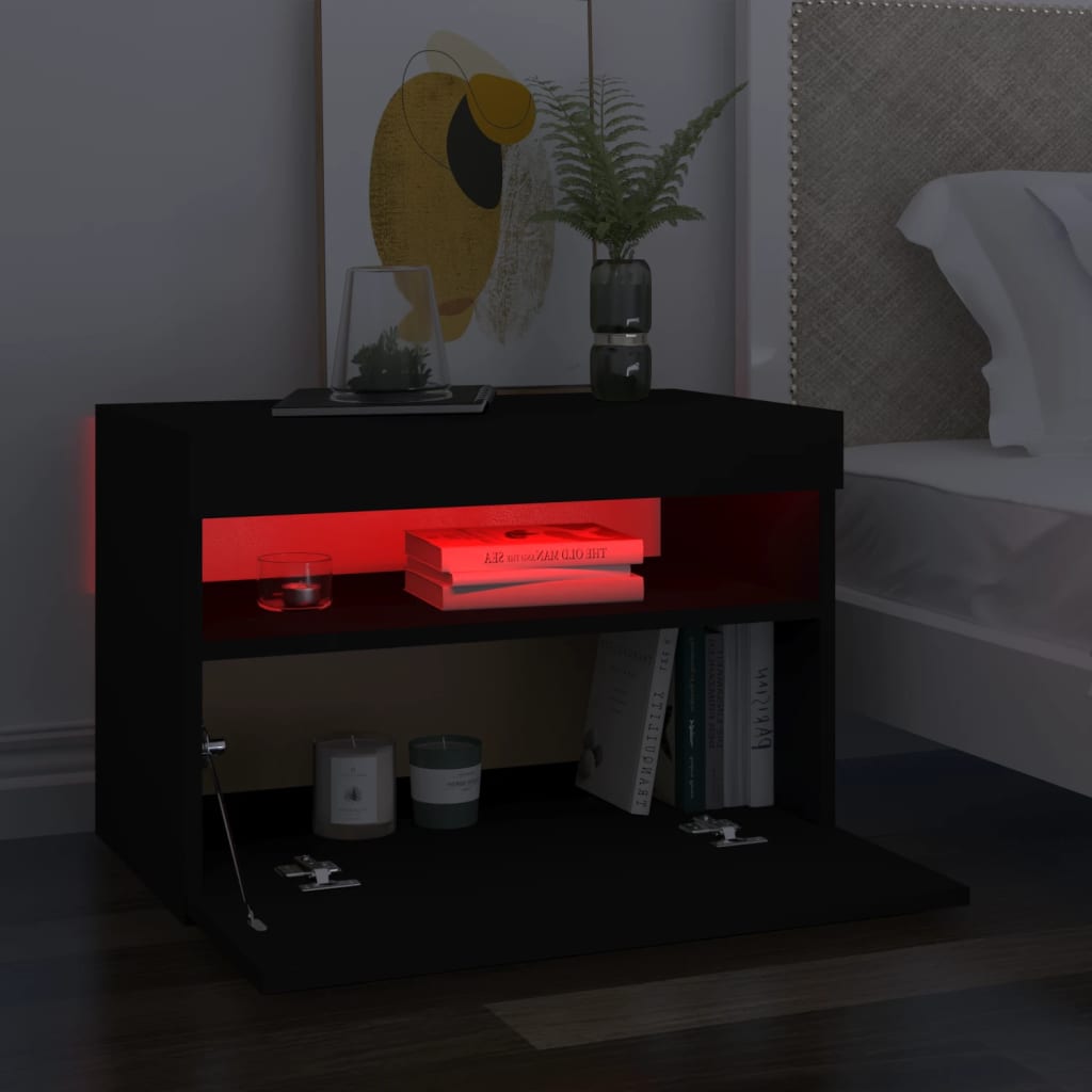 Tv-Benk Med Led-Lys Svart 60X35X40 Cm