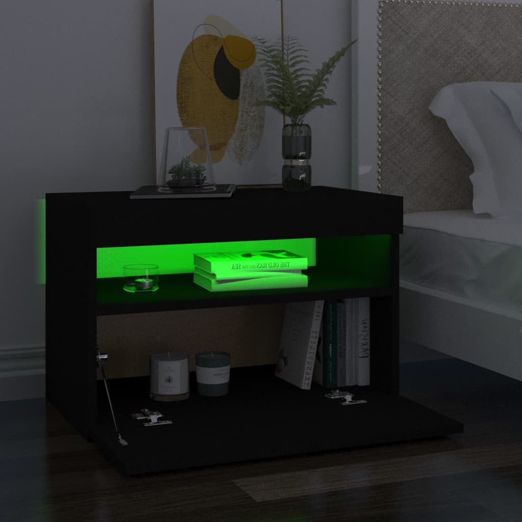 Tv-Benk Med Led-Lys Svart 60X35X40 Cm