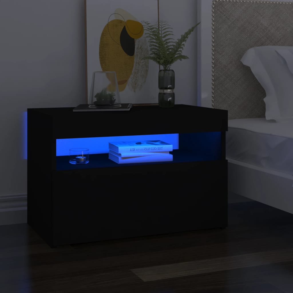 Tv-Benk Med Led-Lys Svart 60X35X40 Cm