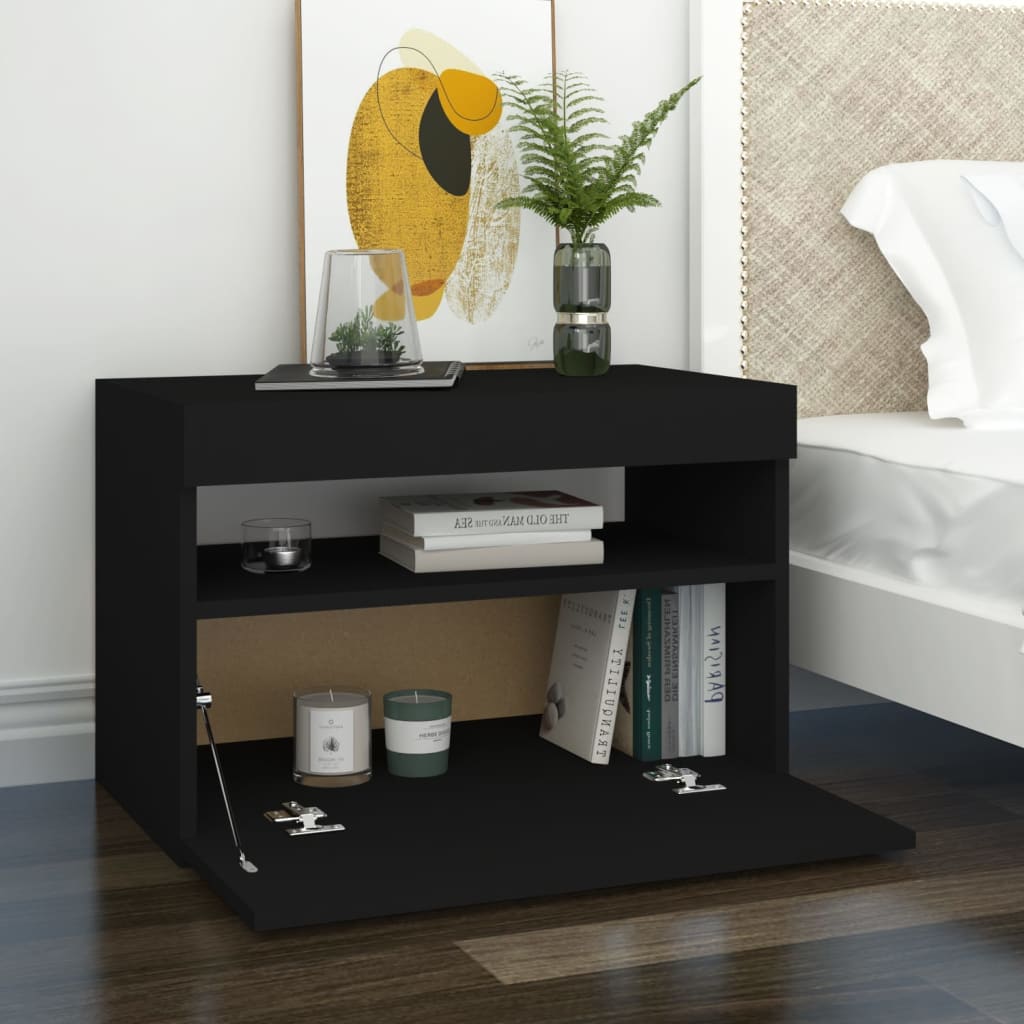 Tv-Benk Med Led-Lys Svart 60X35X40 Cm