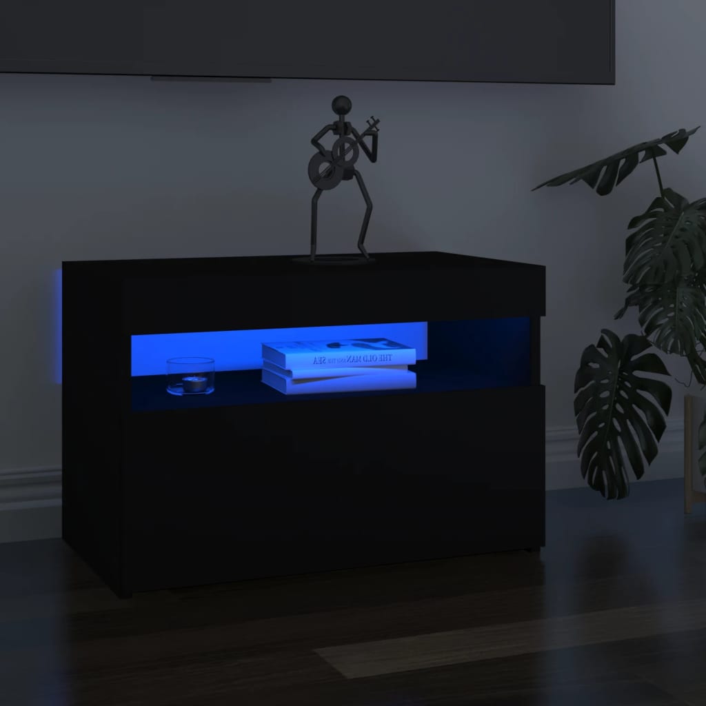 Tv-Benk Med Led-Lys Svart 60X35X40 Cm