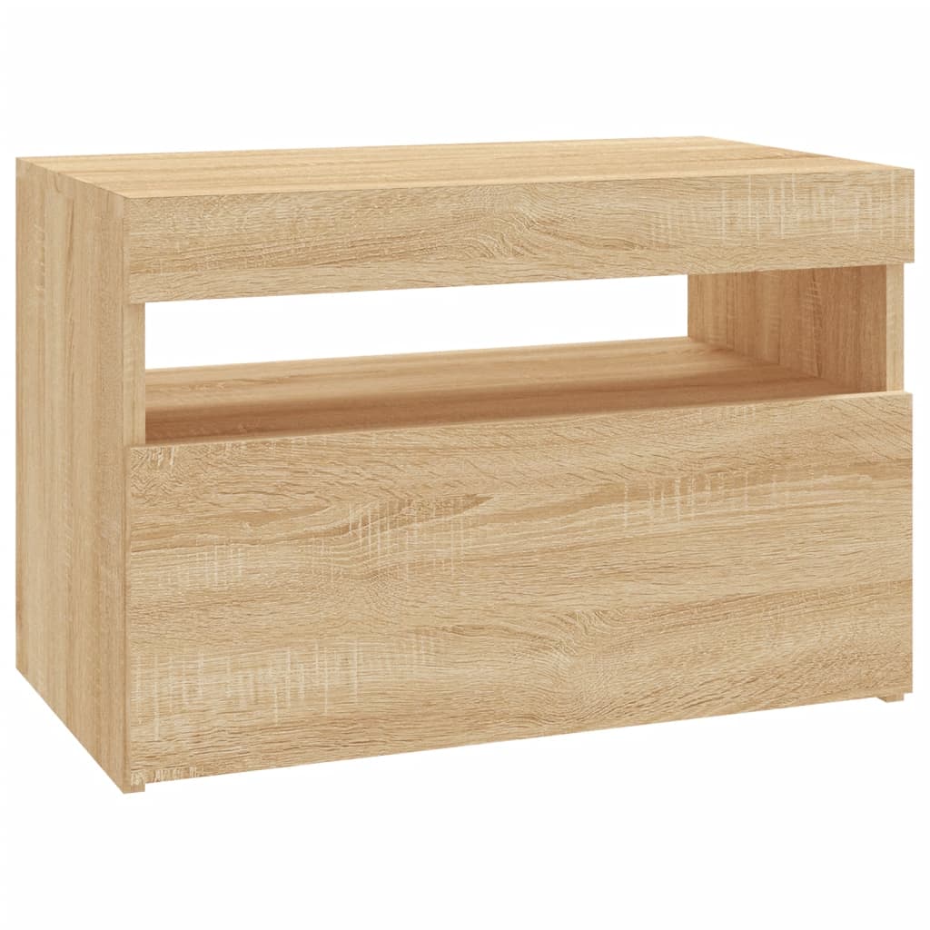 Tv-Benk Med Led-Lys Sonoma Eik 60X35X40 Cm