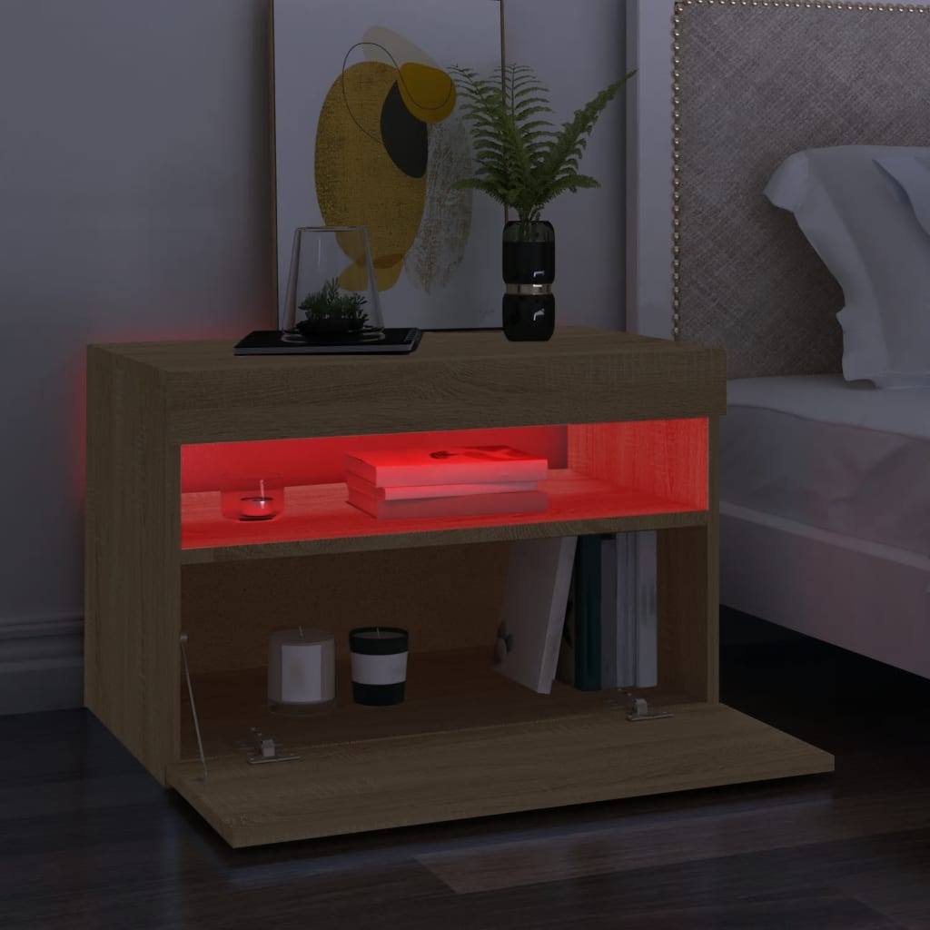 Tv-Benk Med Led-Lys Sonoma Eik 60X35X40 Cm