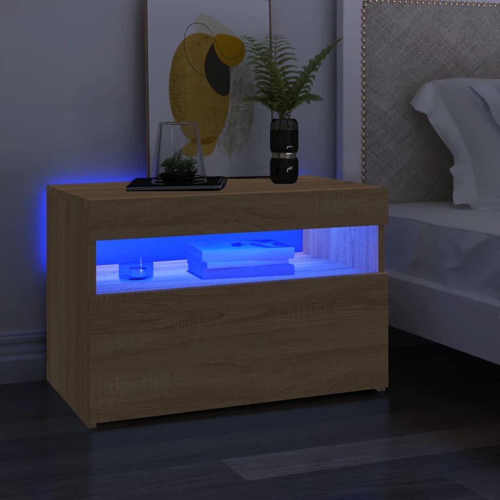 Tv-Benk Med Led-Lys Sonoma Eik 60X35X40 Cm