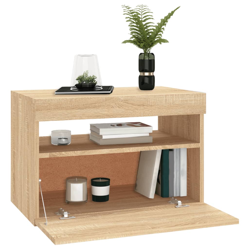 Tv-Benk Med Led-Lys Sonoma Eik 60X35X40 Cm