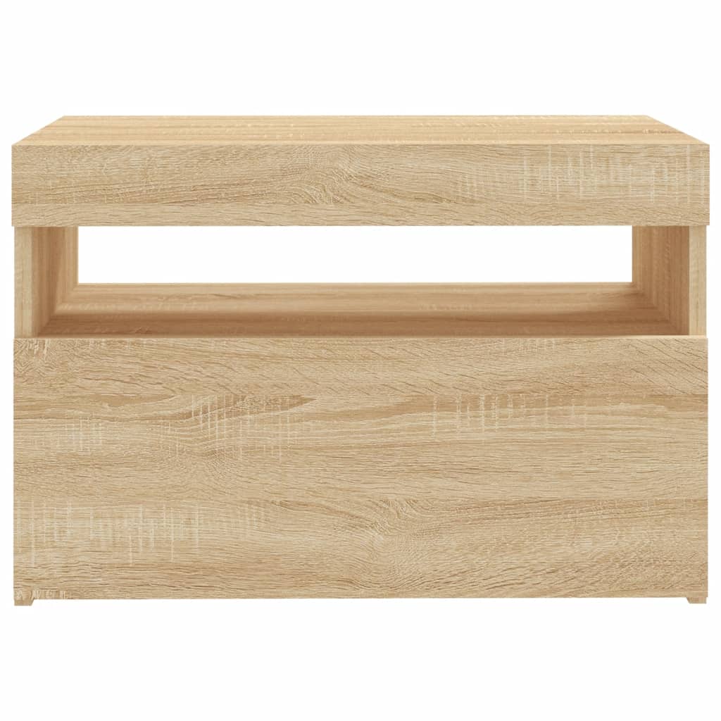 Tv-Benk Med Led-Lys Sonoma Eik 60X35X40 Cm