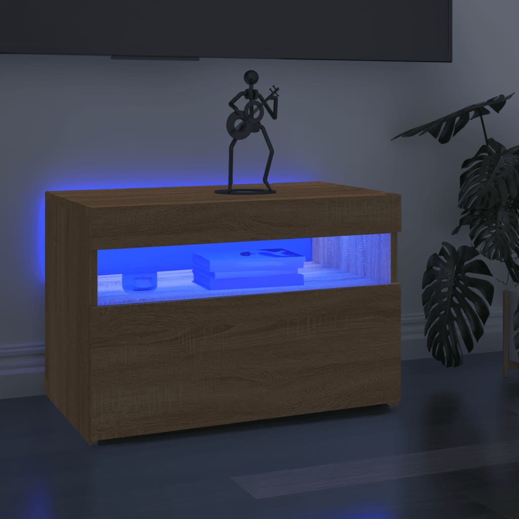 Tv-Benk Med Led-Lys Sonoma Eik 60X35X40 Cm