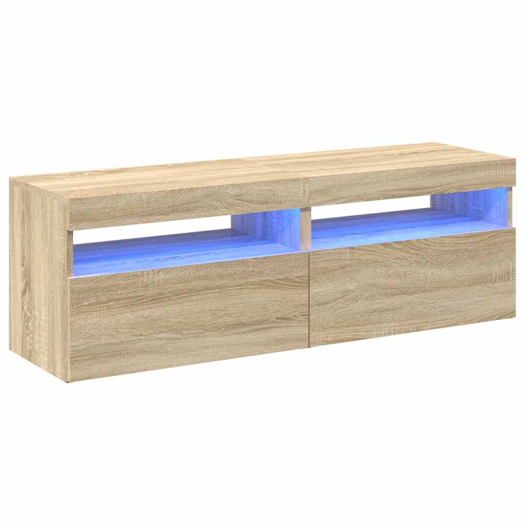 Tv-Benker Med Led-Lys 2 Stk Sonoma Eik 60X35X40 Cm