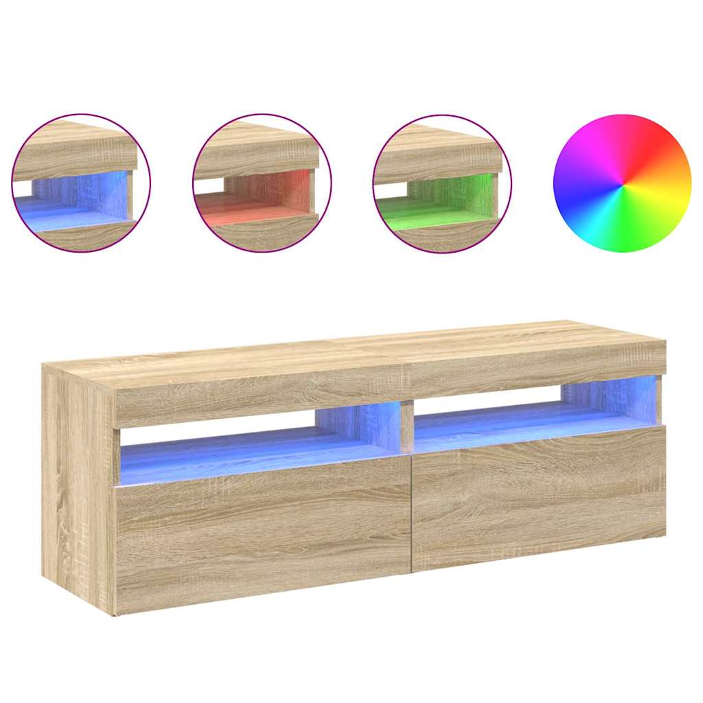 Tv-Benker Med Led-Lys 2 Stk Sonoma Eik 60X35X40 Cm