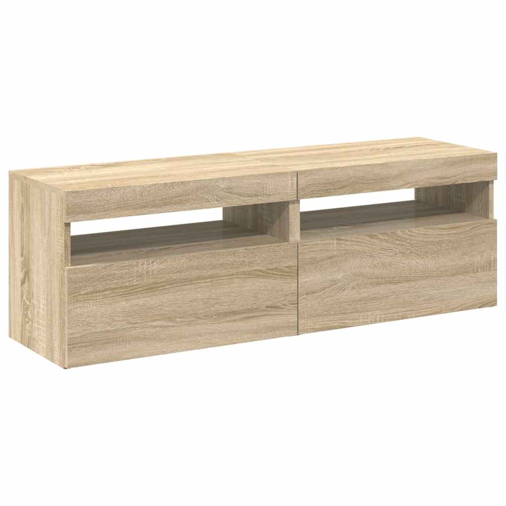Tv-Benker Med Led-Lys 2 Stk Sonoma Eik 60X35X40 Cm