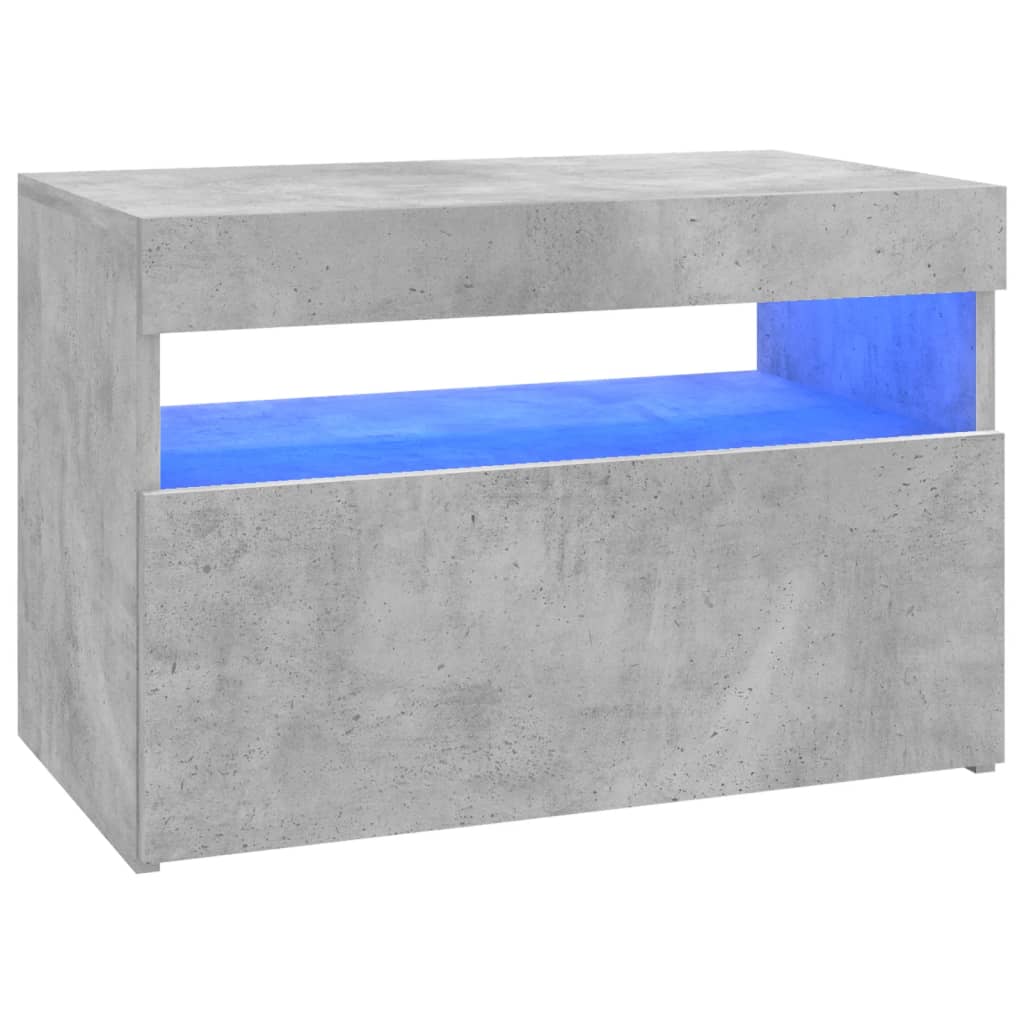 Tv-Benk Med Led-Lys Betonggrå 60X35X40 Cm
