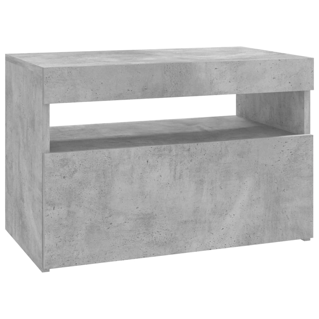 Tv-Benk Med Led-Lys Betonggrå 60X35X40 Cm