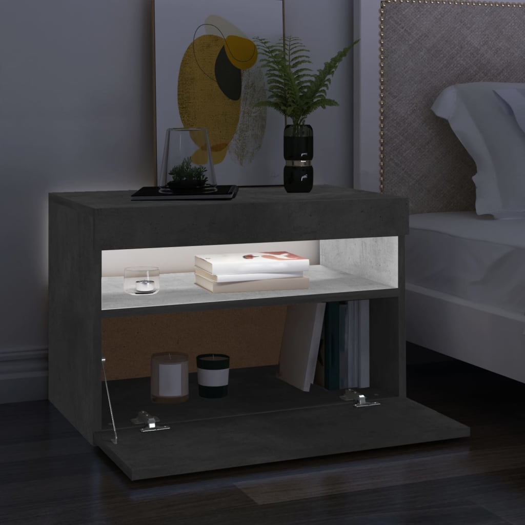 Tv-Benk Med Led-Lys Betonggrå 60X35X40 Cm