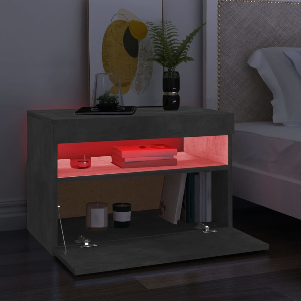 Tv-Benk Med Led-Lys Betonggrå 60X35X40 Cm