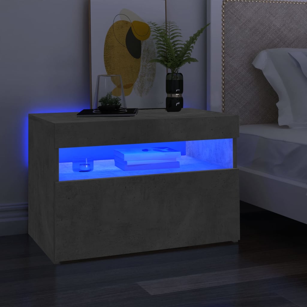 Tv-Benk Med Led-Lys Betonggrå 60X35X40 Cm