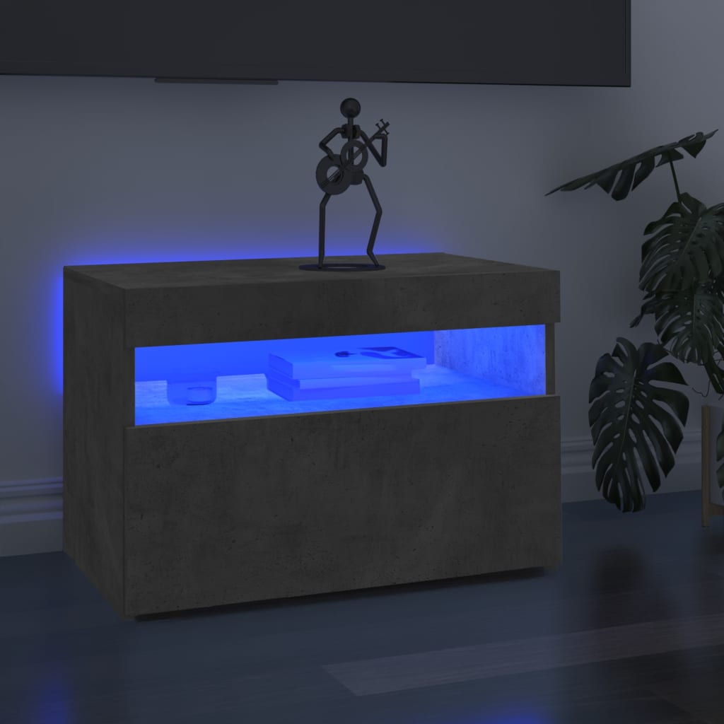 Tv-Benk Med Led-Lys Betonggrå 60X35X40 Cm