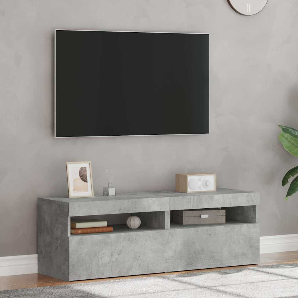 Tv-Benker Med Led-Lys 2 Stk Betonggrå 60X35X40 Cm