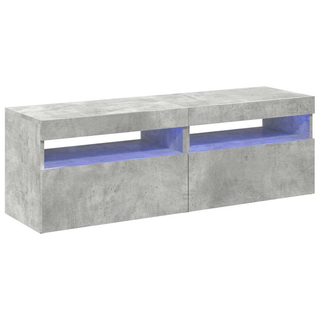 Tv-Benker Med Led-Lys 2 Stk Betonggrå 60X35X40 Cm
