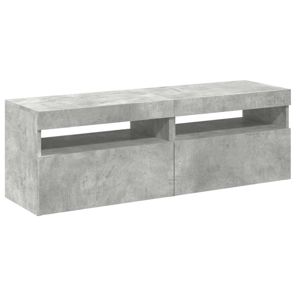Tv-Benker Med Led-Lys 2 Stk Betonggrå 60X35X40 Cm