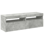 Tv-Benker Med Led-Lys 2 Stk Betonggrå 60X35X40 Cm