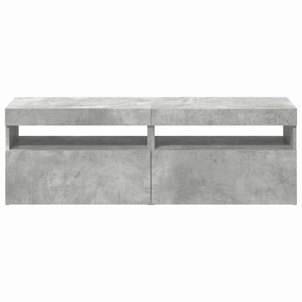 Tv-Benker Med Led-Lys 2 Stk Betonggrå 60X35X40 Cm