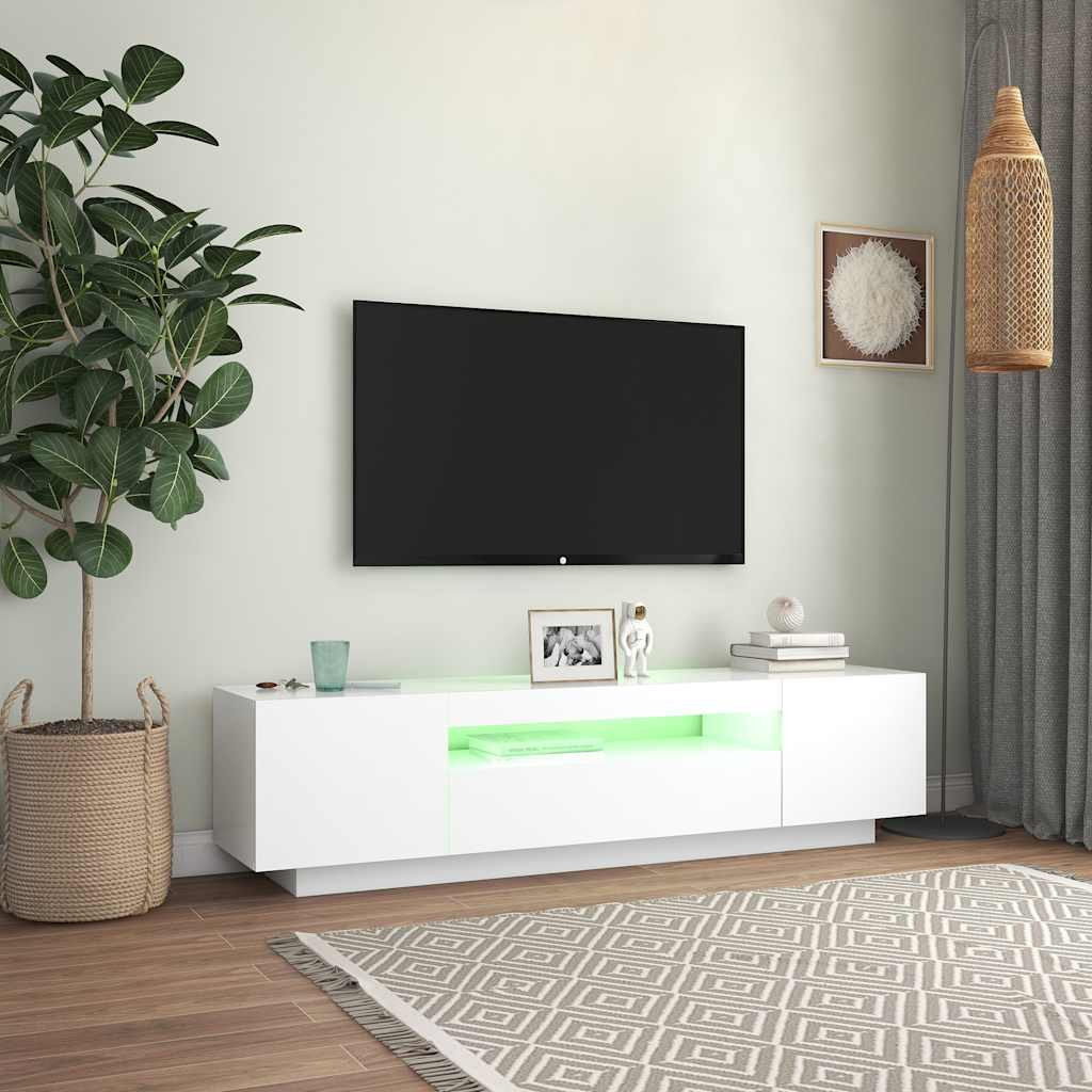 Tv-Benk Med Led-Lys Hvit 160X35X40 Cm