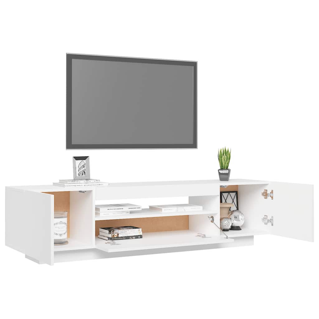 Tv-Benk Med Led-Lys Hvit 160X35X40 Cm