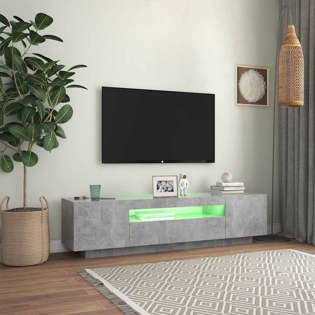 Tv-Benk Med Led-Lys Betonggrå 160X35X40 Cm