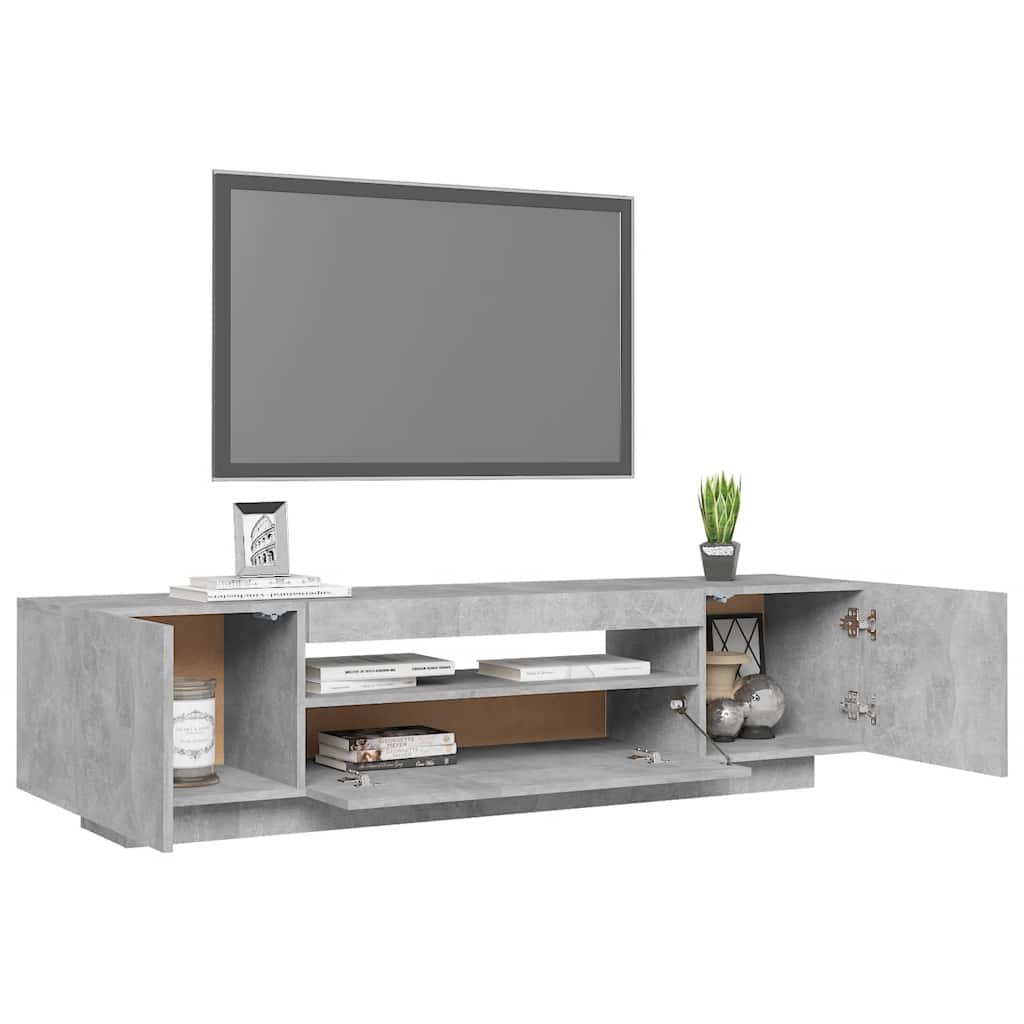 Tv-Benk Med Led-Lys Betonggrå 160X35X40 Cm