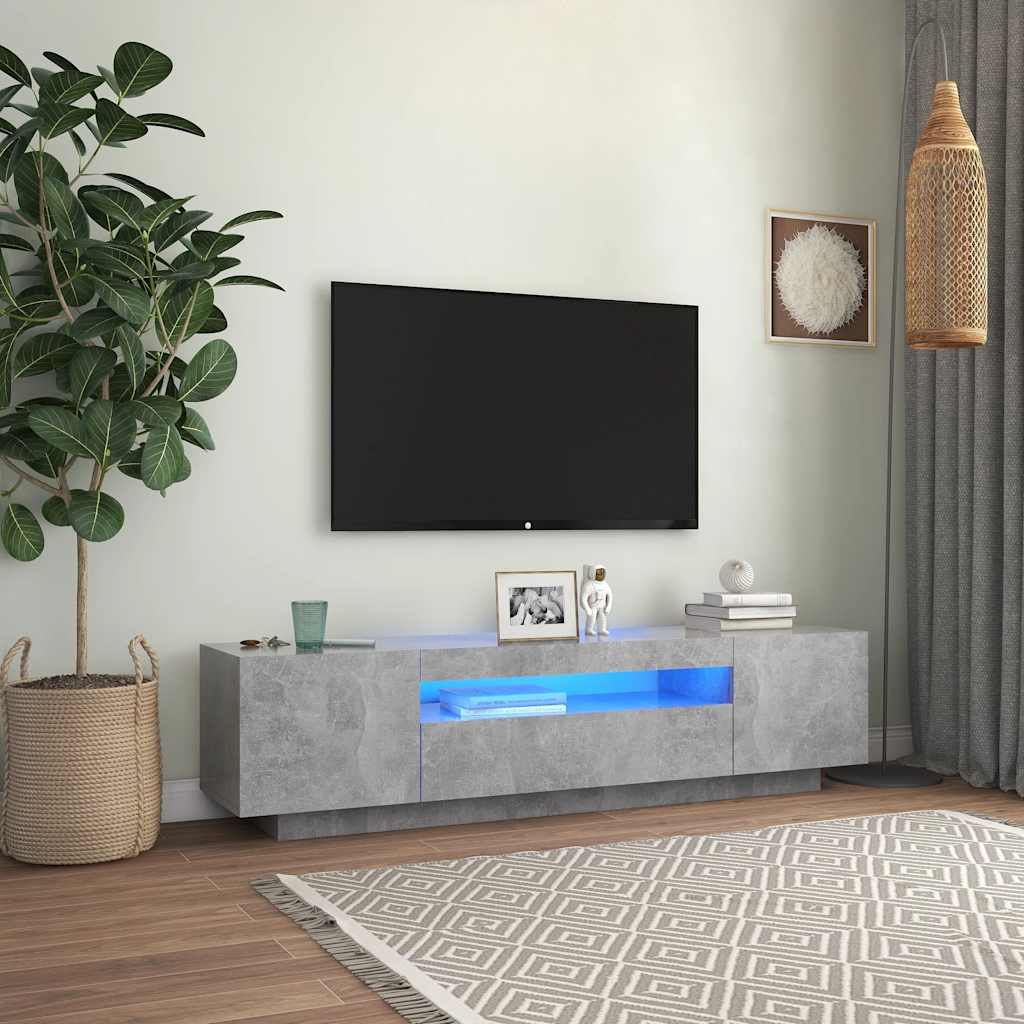 Tv-Benk Med Led-Lys Betonggrå 160X35X40 Cm