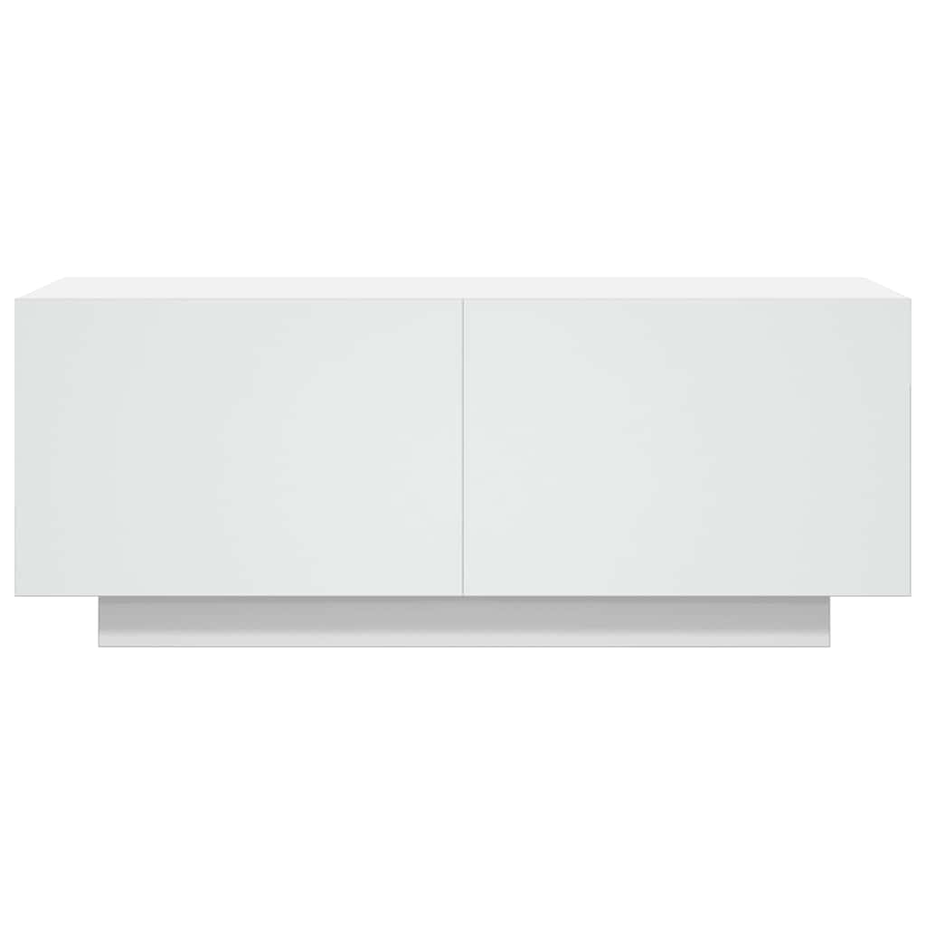 Tv-Benk Hvit 100X35X40 Cm Konstruert Tre