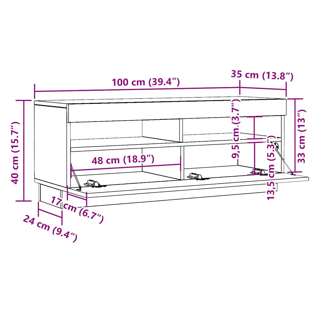 Tv-Benk Hvit 100X35X40 Cm Konstruert Tre