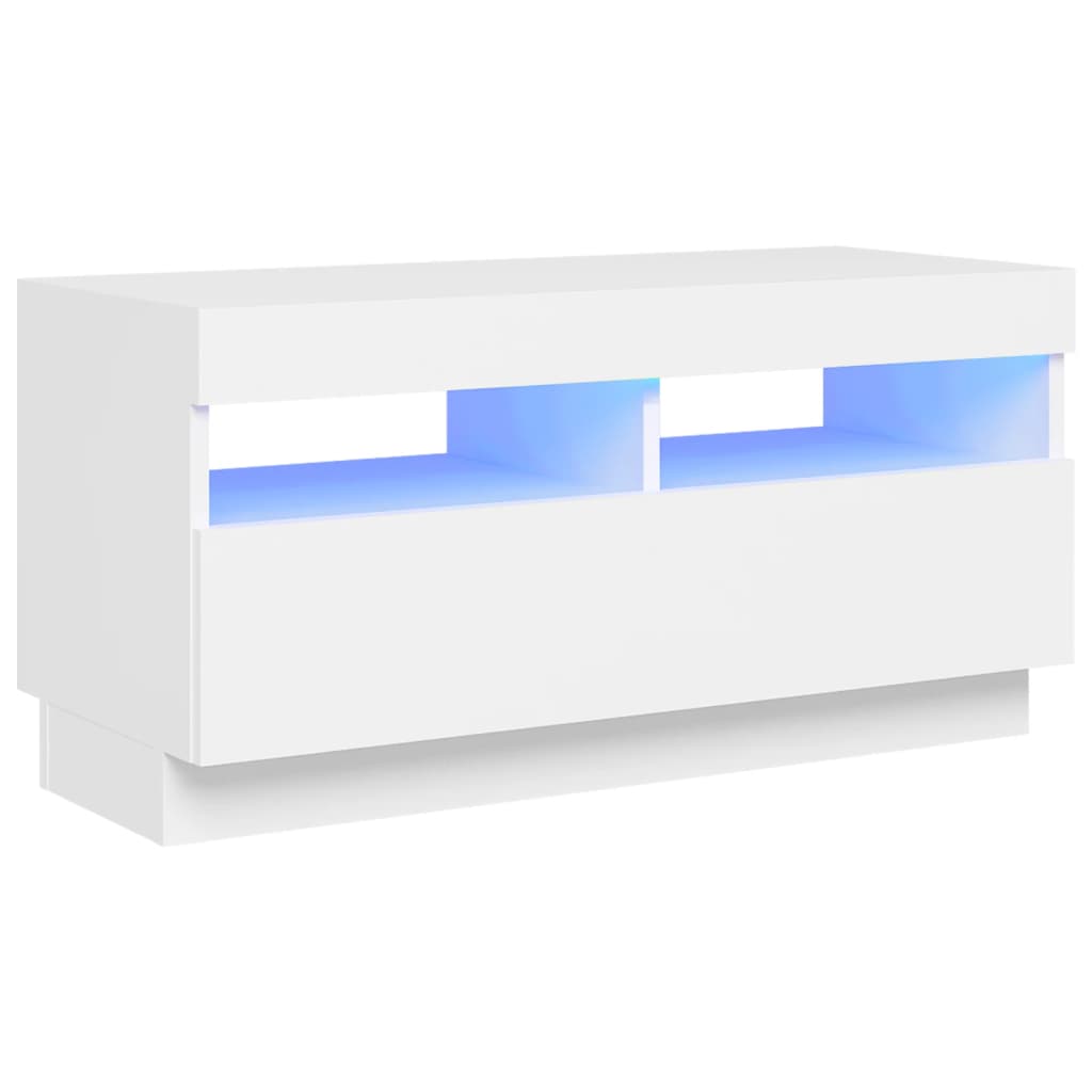 Tv-Benk Med Led-Lys Hvit 80X35X40 Cm