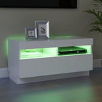 Tv-Benk Med Led-Lys Hvit 80X35X40 Cm