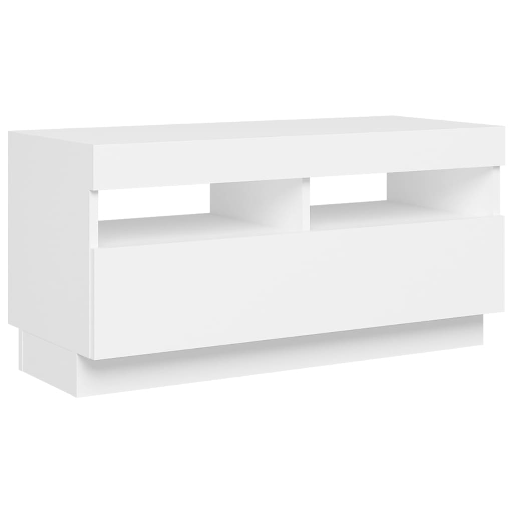 Tv-Benk Med Led-Lys Hvit 80X35X40 Cm