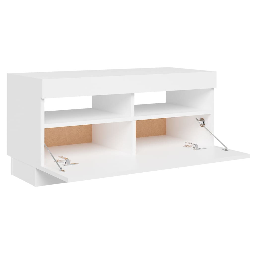 Tv-Benk Med Led-Lys Hvit 80X35X40 Cm