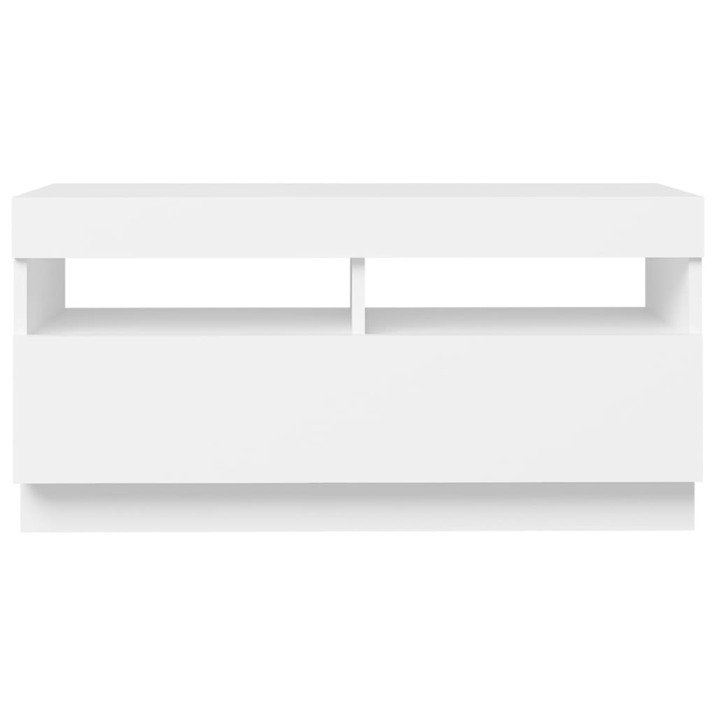 Tv-Benk Med Led-Lys Hvit 80X35X40 Cm