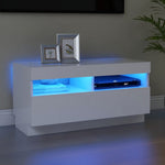Tv-Benk Med Led-Lys Hvit 80X35X40 Cm