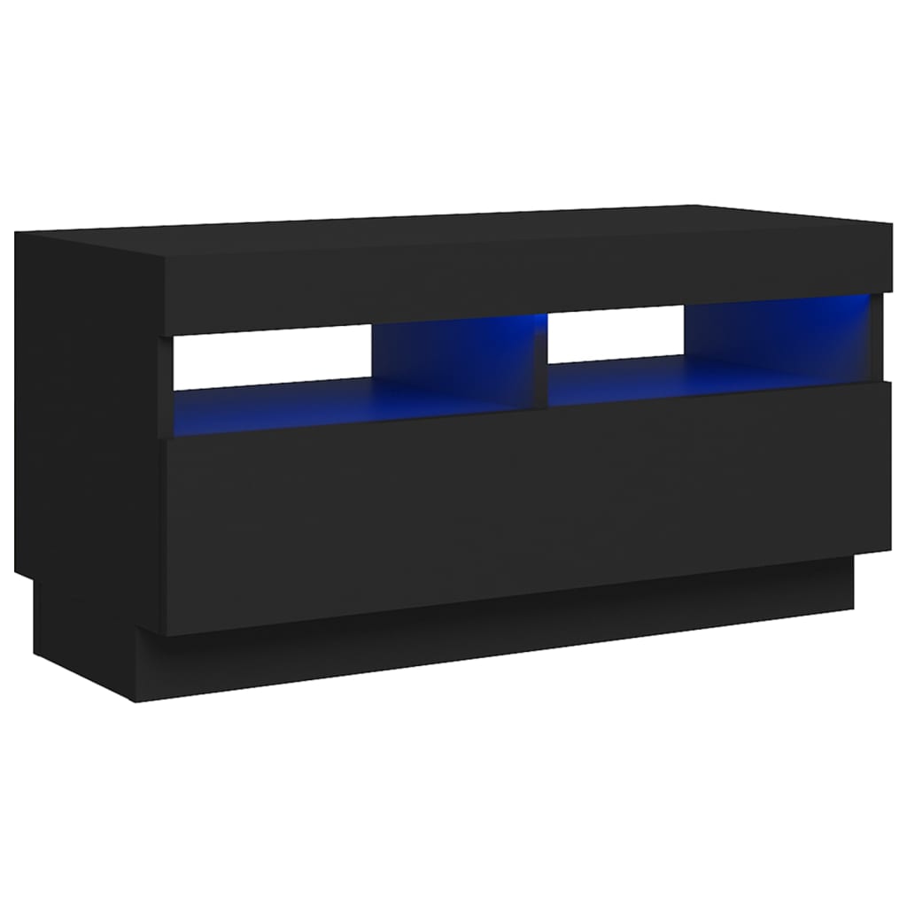 Tv-Benk Med Led-Lys Svart 80X35X40 Cm