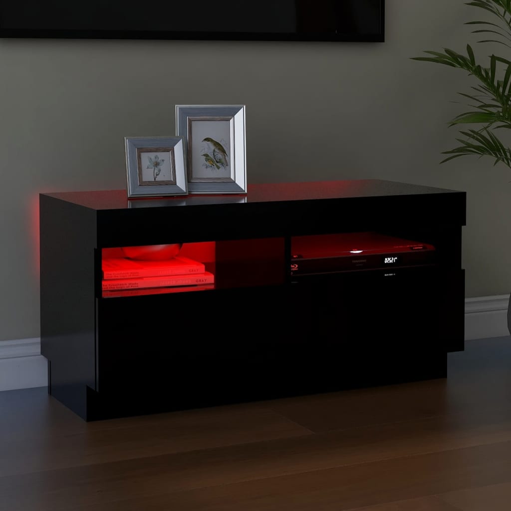 Tv-Benk Med Led-Lys Svart 80X35X40 Cm