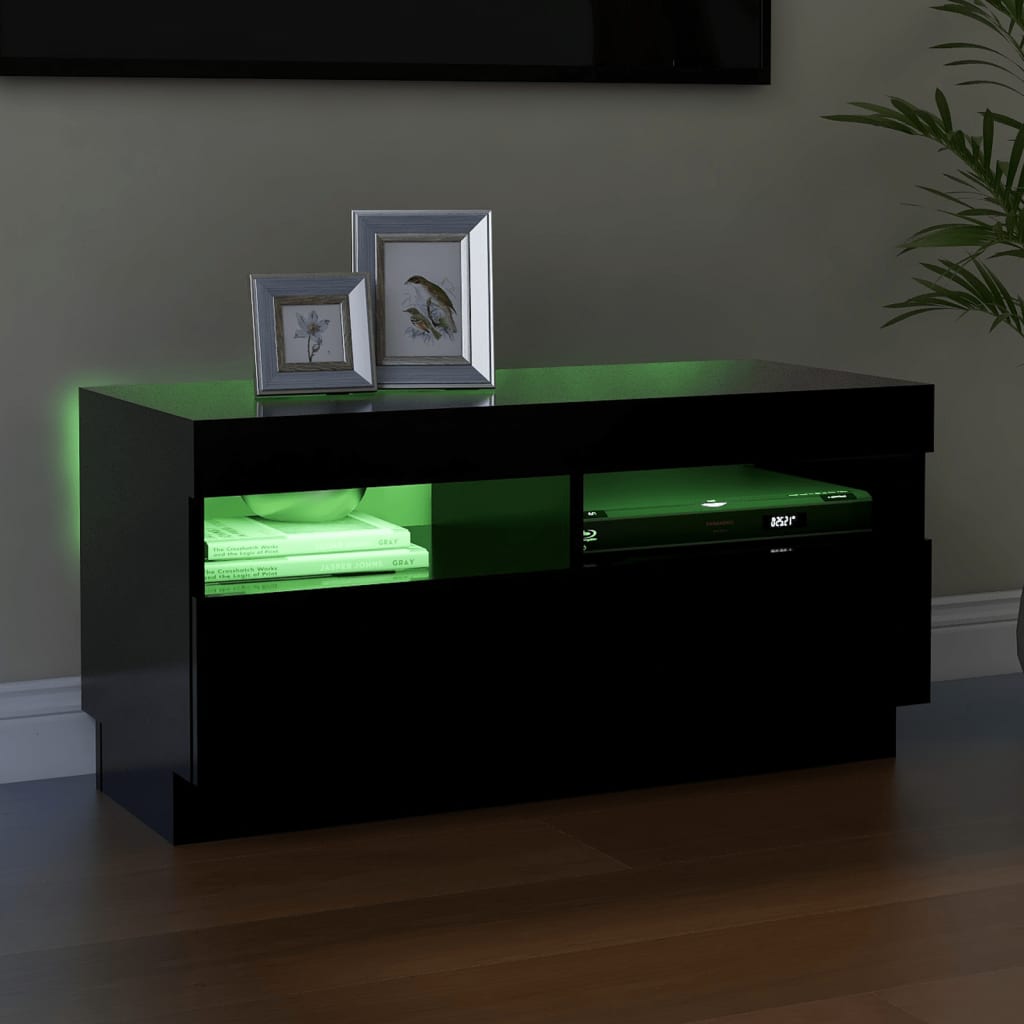 Tv-Benk Med Led-Lys Svart 80X35X40 Cm