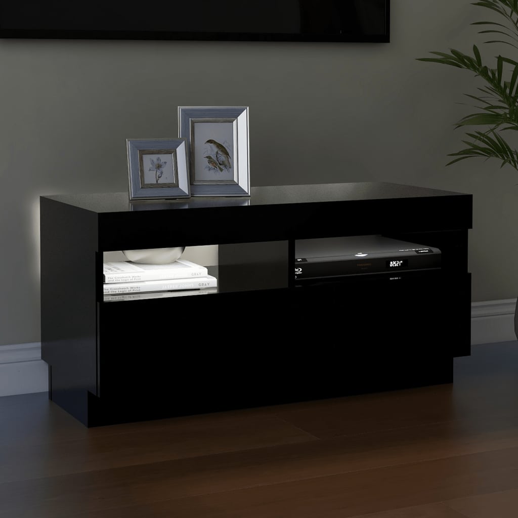 Tv-Benk Med Led-Lys Svart 80X35X40 Cm