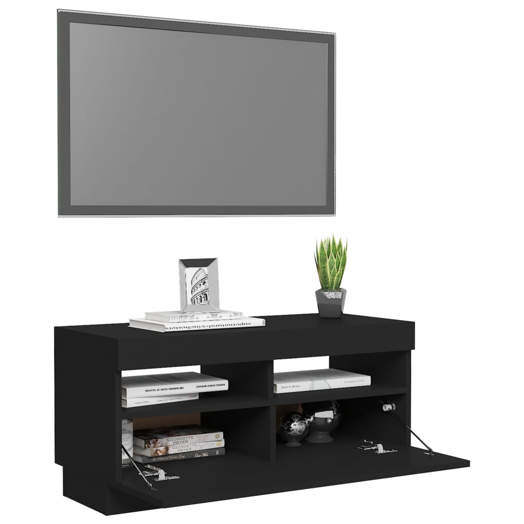 Tv-Benk Med Led-Lys Svart 80X35X40 Cm
