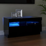 Tv-Benk Med Led-Lys Svart 80X35X40 Cm