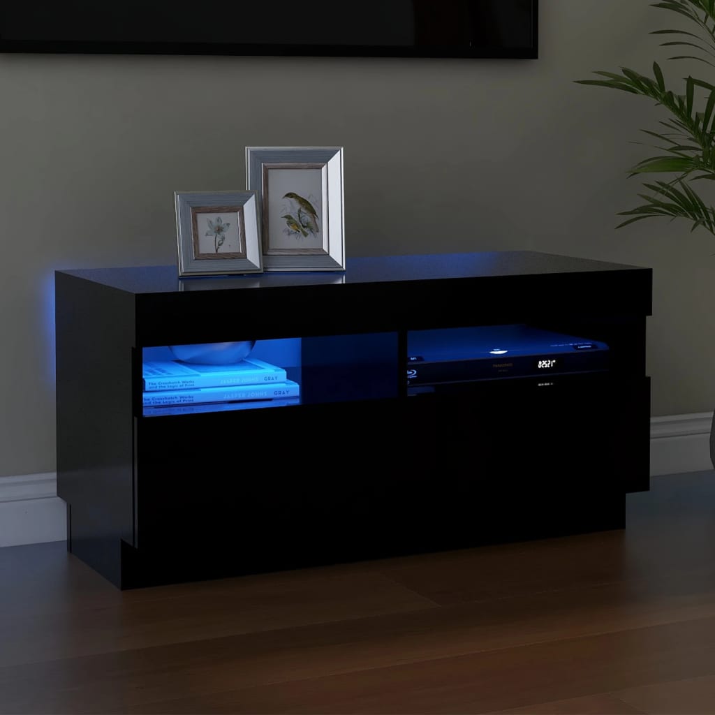 Tv-Benk Med Led-Lys Svart 80X35X40 Cm