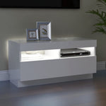Tv-Benk Med Led-Lys Høyglans Hvit 80X35X40 Cm