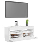 Tv-Benk Med Led-Lys Høyglans Hvit 80X35X40 Cm